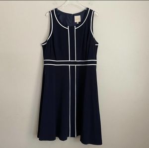 Modcloth 2X Plus Navy White Piping Sleeveless 2 Pocket Dress NWOT